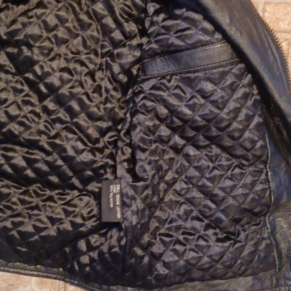 Children's Black Biker Jacket Leather Made In Italy Size Large